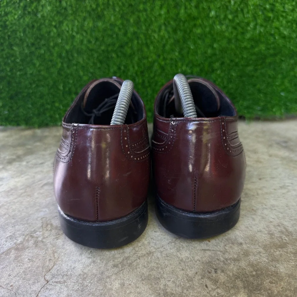 Vintage 90s Allen Edmonds Wingtip Oxford Shoes Workwear Burgundy 8 Wide